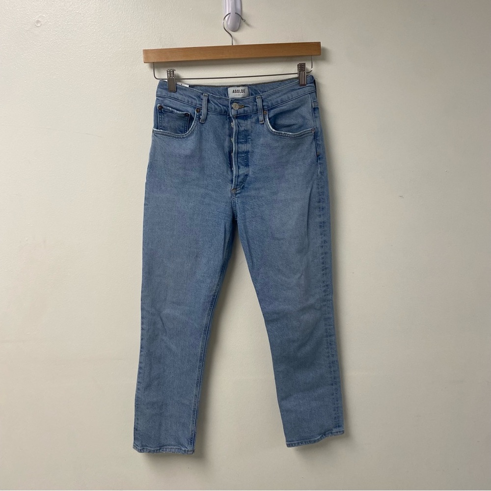 Agolde High Rise Riley Straight Crop Button Fly Size 27 - Picture 2 of 7